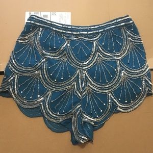 TOPSHOP sequin blue shorts